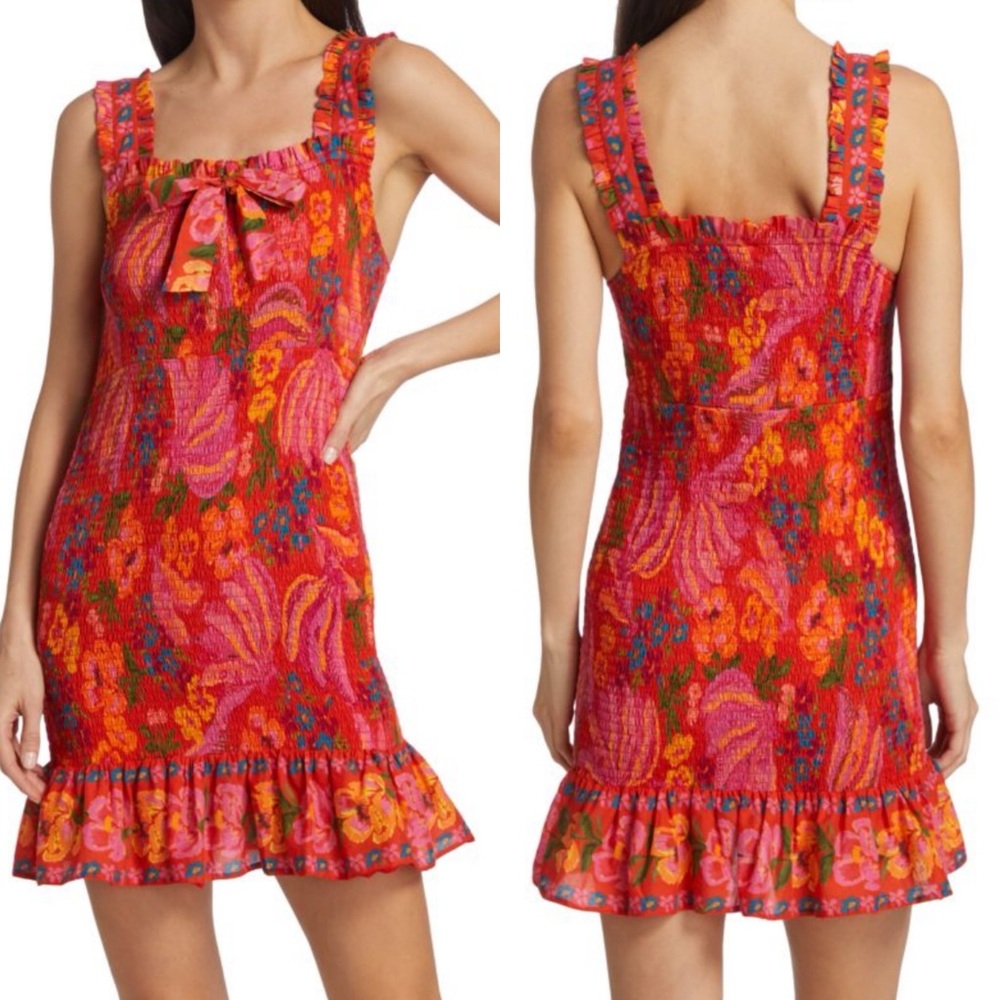 FARM Rio Colorful Floral Ruffle Mini Dress